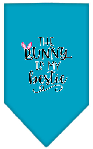 Bunny is my Bestie Screen Print Bandana Turquoise Large